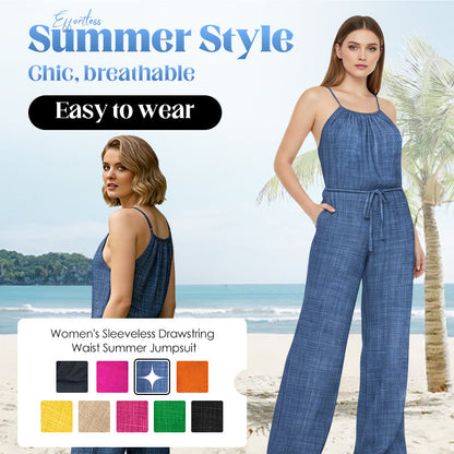 🌸 50% OFF NOW! 🌸Women's Sleeveless Drawstring Waist Summer Jumpsuit