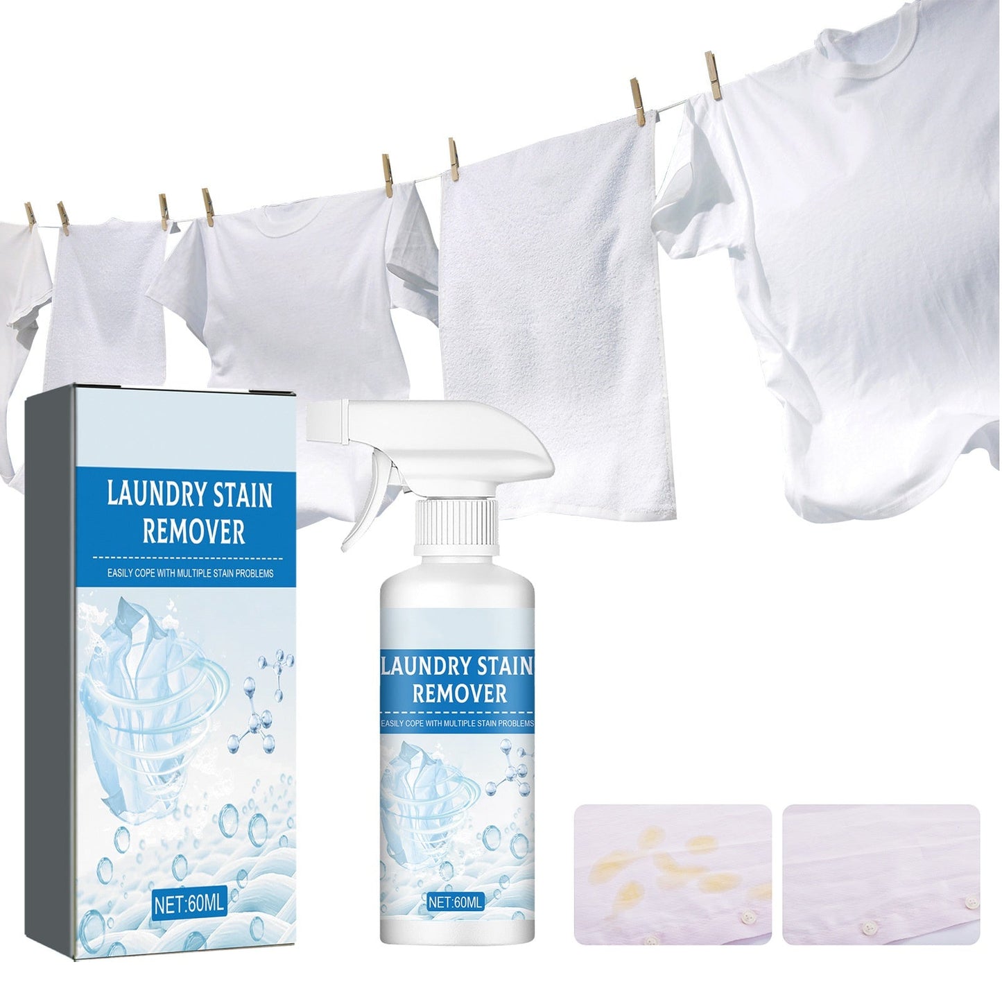 🏆 Last Day Special Price £9.78 ! 💐🔥Buy 2 Get 1 Free🔥Powerful Laundry Stain Remover Spray