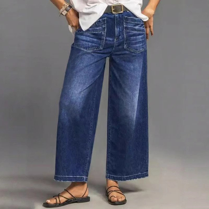 👖 Women's Casual High-Rise Wide-Leg Jeans – Tummy Control, Elongated Silhouette & All-Day Comfort 💙