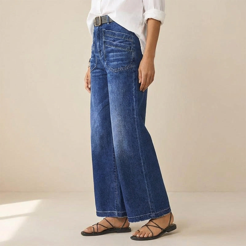 👖 Women's Casual High-Rise Wide-Leg Jeans – Tummy Control, Elongated Silhouette & All-Day Comfort 💙