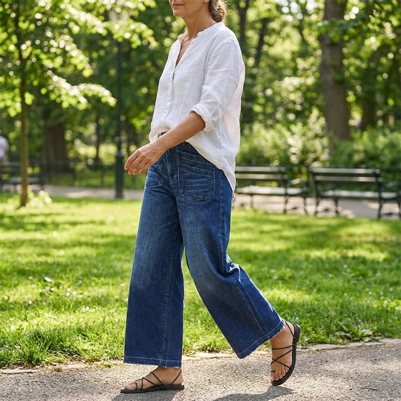 👖 Women's Casual High-Rise Wide-Leg Jeans – Tummy Control, Elongated Silhouette & All-Day Comfort 💙