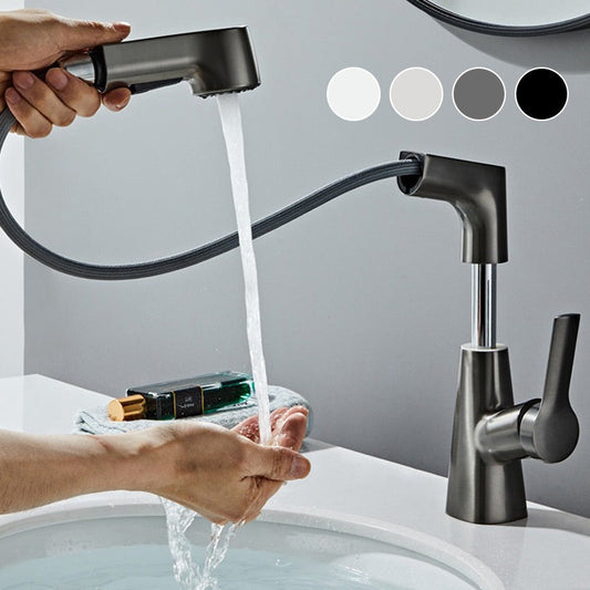🔥Hot Sale Offers-1 Hole Bathroom Faucet with Pull out Sprayer
