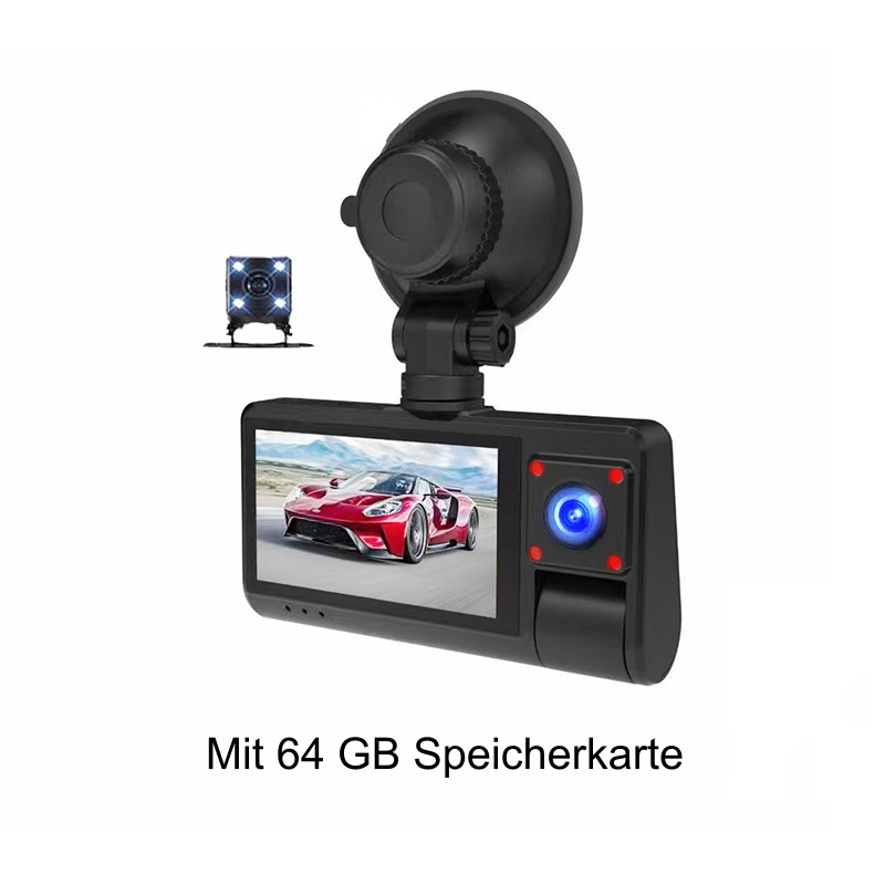 3-Channel 1080P Dash Cam with WiFi