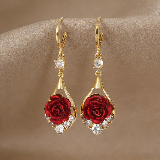 🌹Elegant Red Rose Drop Earrings
