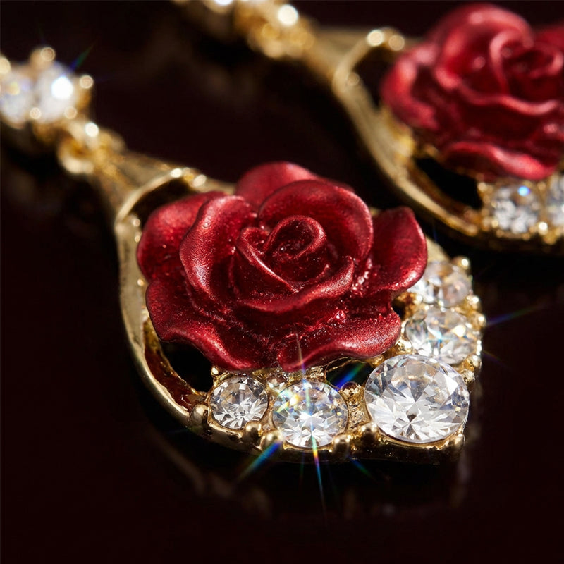 🌹Elegant Red Rose Drop Earrings