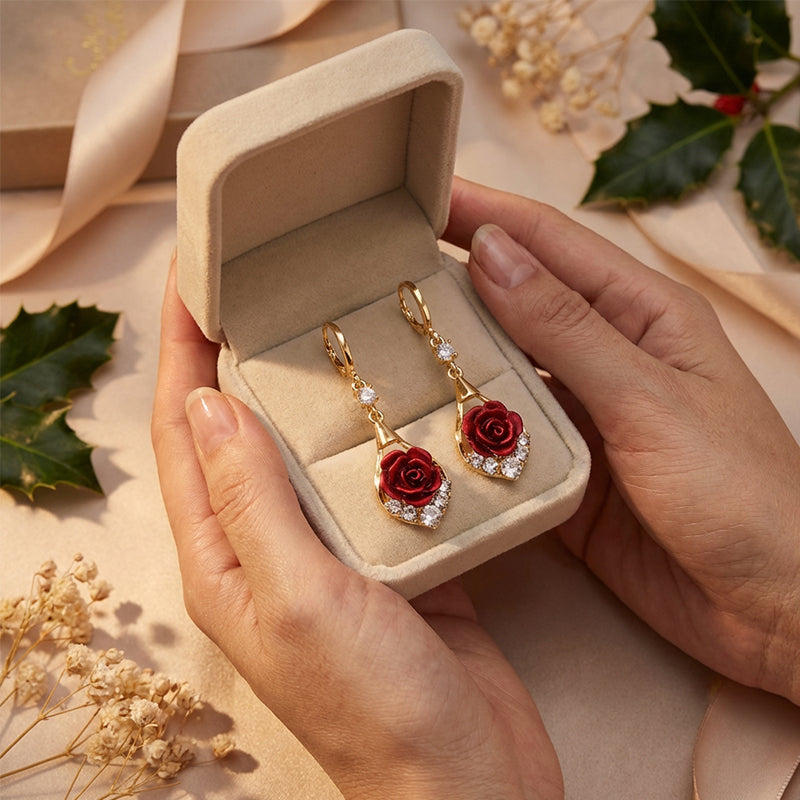 🌹Elegant Red Rose Drop Earrings