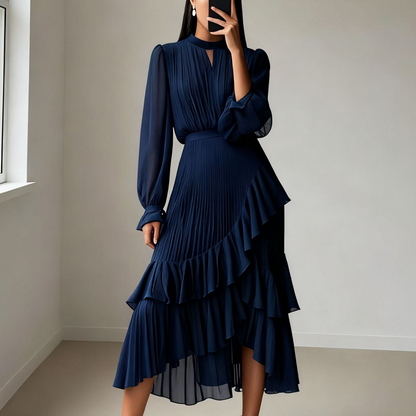 🎁New arrival 50% OFF💥Women's Keyhole Neckline Ruffled Midi Dress