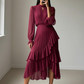 🎁New arrival 50% OFF💥Women's Keyhole Neckline Ruffled Midi Dress