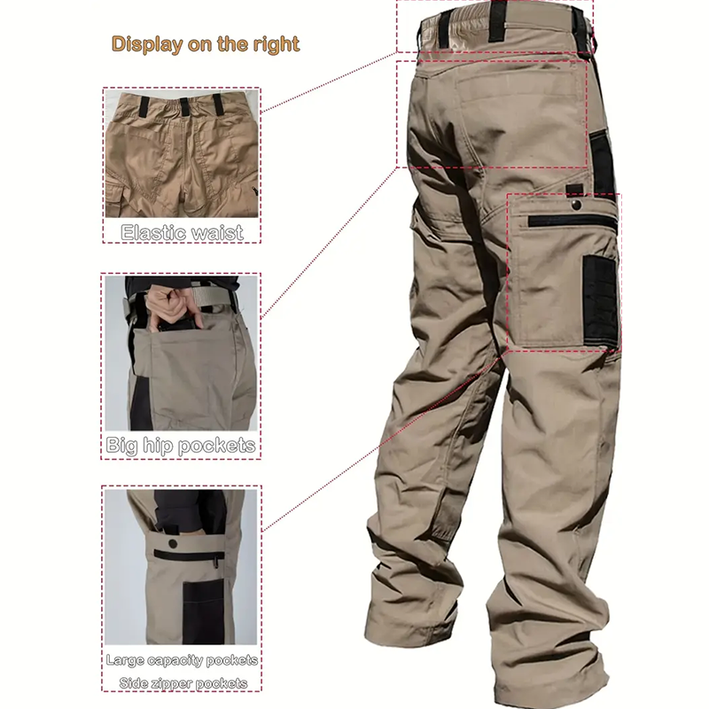 🔥 Men’s Tactical Cargo Trousers with Multiple Pockets for Hiking and Outdoor Use