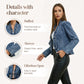 🧥 🌸 Women's Ruffle Trim Open-Front Denim Jacket – Lightweight, feminine & versatile – chic for any outfit 👗