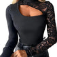 🎁New arrival 50% OFF💥Women's Asymmetrical Cutout Lace Sleeve Top