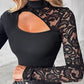 🎁New arrival 50% OFF💥Women's Asymmetrical Cutout Lace Sleeve Top
