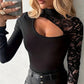 🎁New arrival 50% OFF💥Women's Asymmetrical Cutout Lace Sleeve Top
