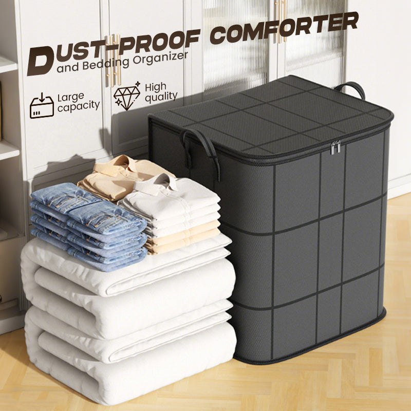 📦🏡50% OFF NOW! Heavy-Duty Bedding Organizer Bag – Dust-Proof Non-Woven Storage Bin with Reinforced Handles, Large Capacity for Comforters, Blankets & Clothes