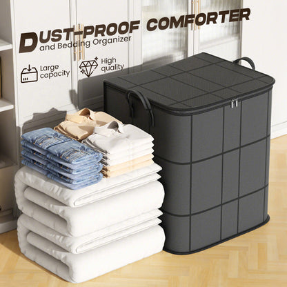 📦🏡50% OFF NOW! Heavy-Duty Bedding Organizer Bag – Dust-Proof Non-Woven Storage Bin with Reinforced Handles, Large Capacity for Comforters, Blankets & Clothes