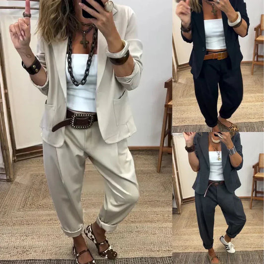 👔 50% OFF NOW! 💼 Women's Collar Jacket & Pants Suit – Temperament Commuting Style, Tailored Fit & Versatile Look 👖