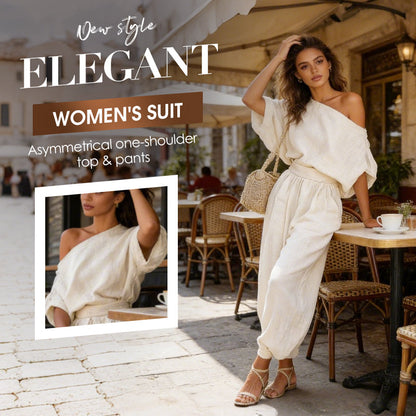 🎁New arrival 50% OFF💥Women's Asymmetrical One-Shoulder Top & Pants Set