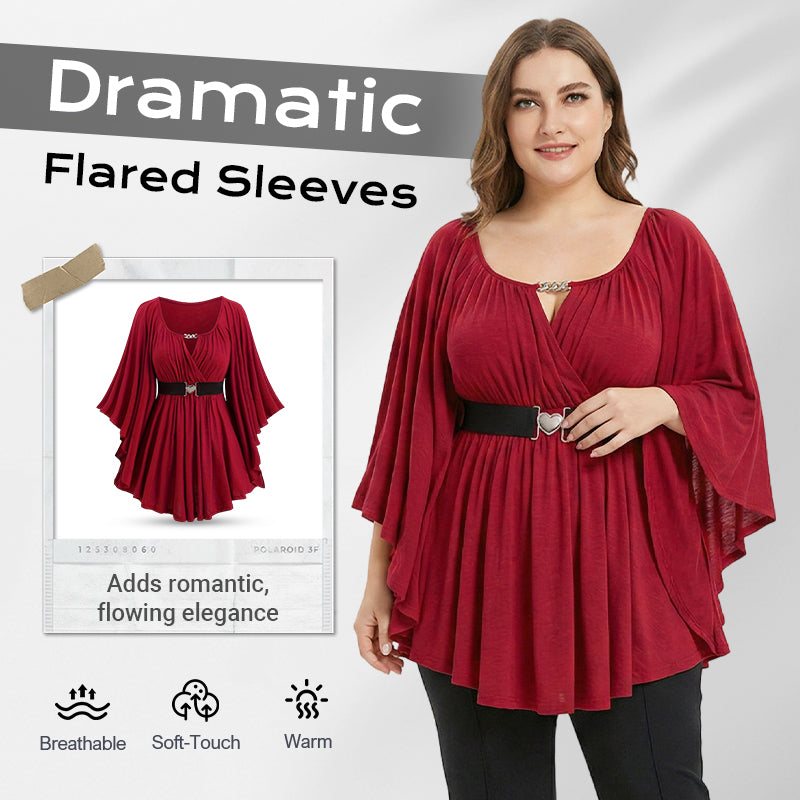 Women's Fashion Flared Sleeve Tunic Top