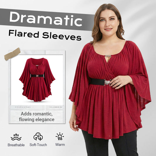 Women's Fashion Flared Sleeve Tunic Top
