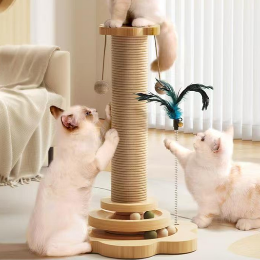 Multifunctional Cat Activity Center with Scratcher and Toys