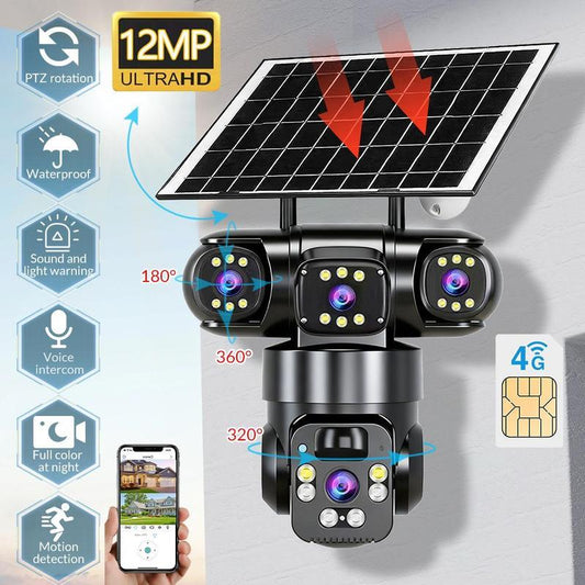 📢📢50% OFF !!!⏰6K 9MP Outdoor Wi-Fi Security Camera | 10x Zoom, 3 Lenses, 360° PTZ | IP66 Waterproof, Color Night Vision, Two-Way Audio, Motion Tracking