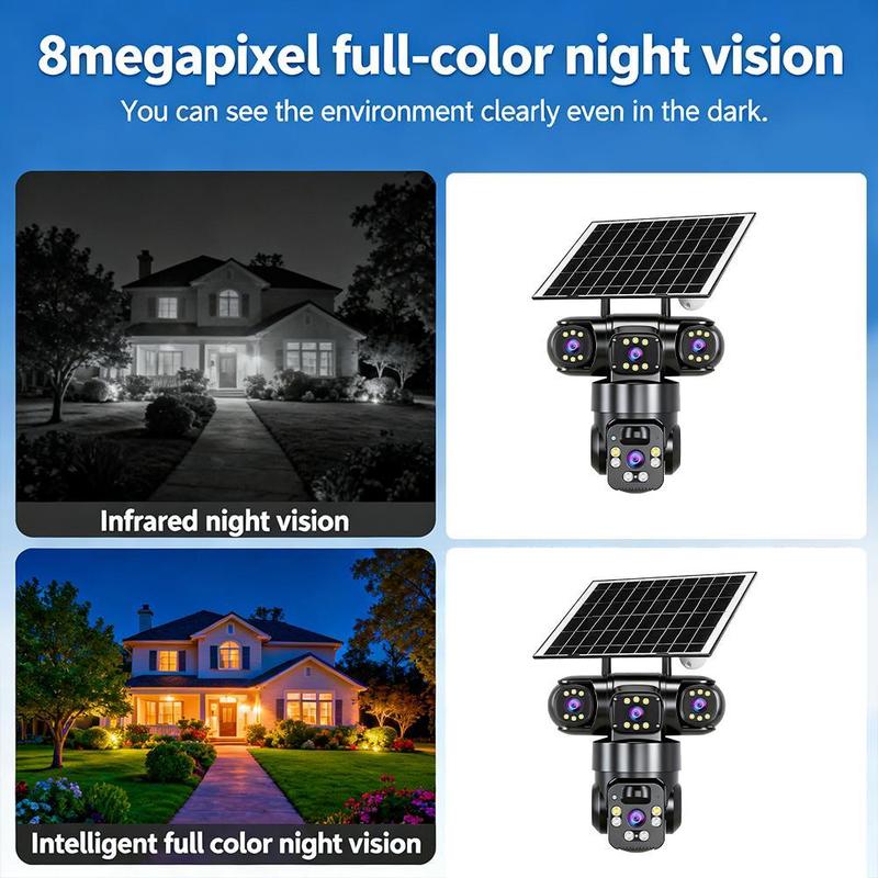 📢📢50% OFF !!!⏰6K 9MP Outdoor Wi-Fi Security Camera | 10x Zoom, 3 Lenses, 360° PTZ | IP66 Waterproof, Color Night Vision, Two-Way Audio, Motion Tracking