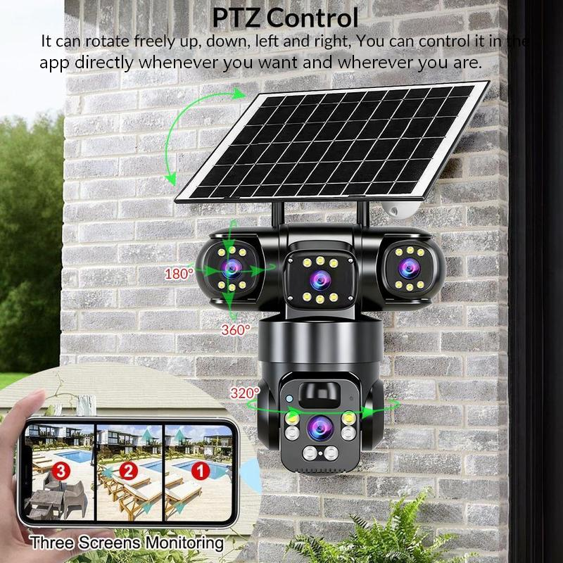 📢📢50% OFF !!!⏰6K 9MP Outdoor Wi-Fi Security Camera | 10x Zoom, 3 Lenses, 360° PTZ | IP66 Waterproof, Color Night Vision, Two-Way Audio, Motion Tracking