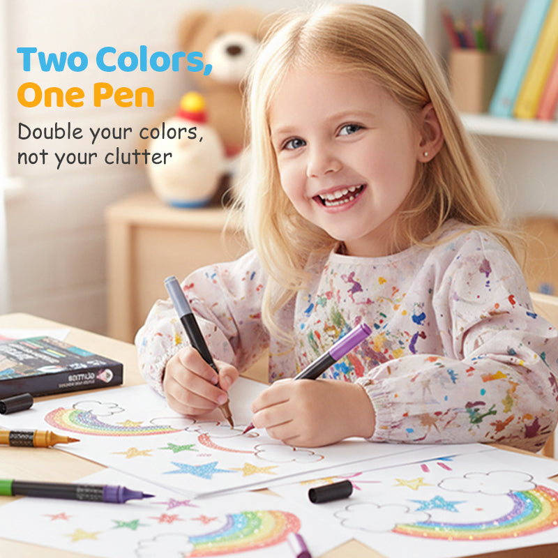 🥳2026 HOT SALE🥳💞50K+ SOLD! 🎨✨ Glitter Brush Markers – dual-tip design, shimmering ink makes cards & crafts sparkle. 💌💚