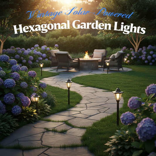 🏡 HOT SALE! ⚡ Vintage Solar-Powered Hexagonal Garden Lights – Auto On/Off, Waterproof, Retro Design, Energy Saving & Perfect for Patio Yard Pathway Decor ✨