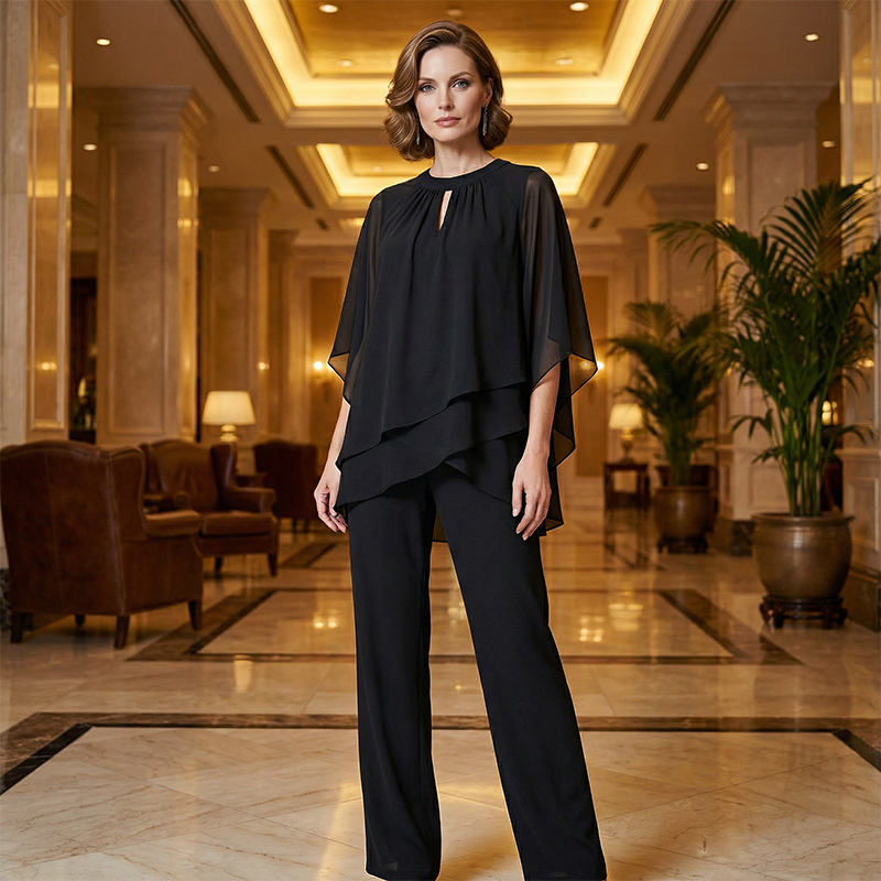 Elegant Asymmetrical Two-Piece Pant Set