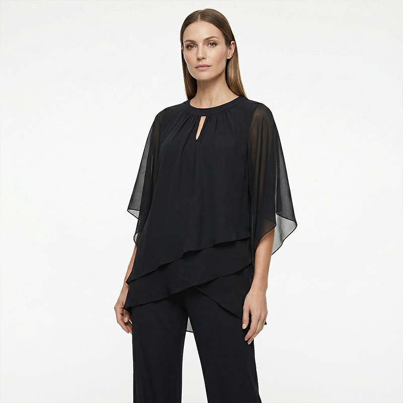 Elegant Asymmetrical Two-Piece Pant Set