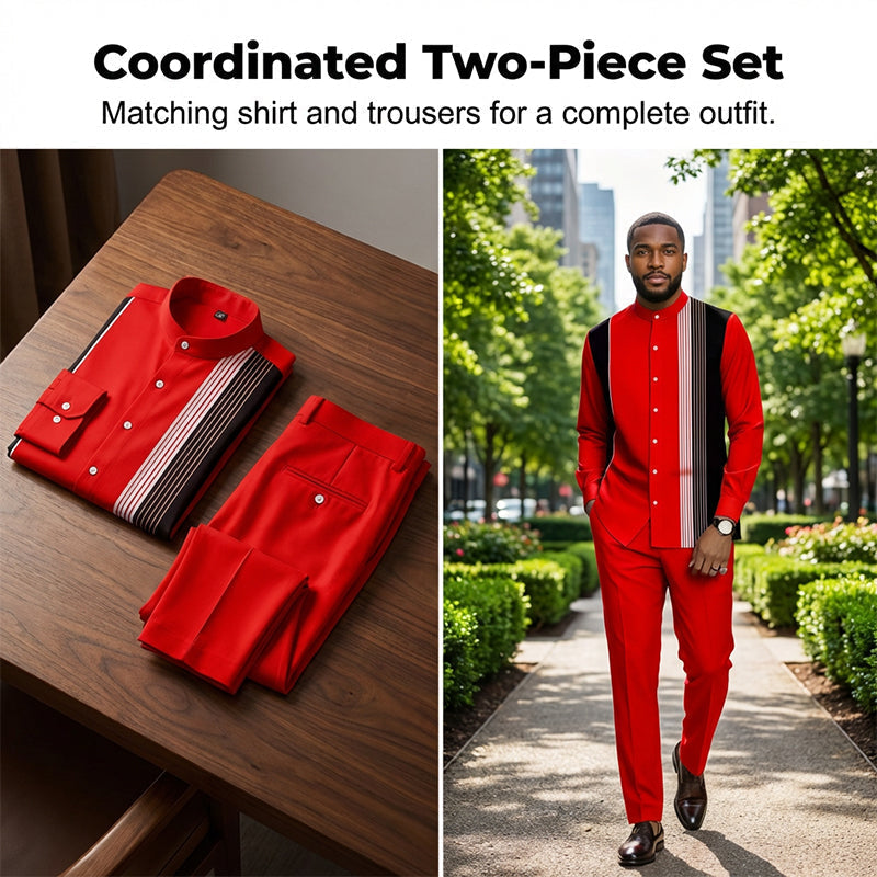 👔 50% OFF NOW! ✨ Men's Striped Shirt & Pants 2-Piece Set – Effortless Style, Comfortable Fit & Perfect for Casual Days 👖