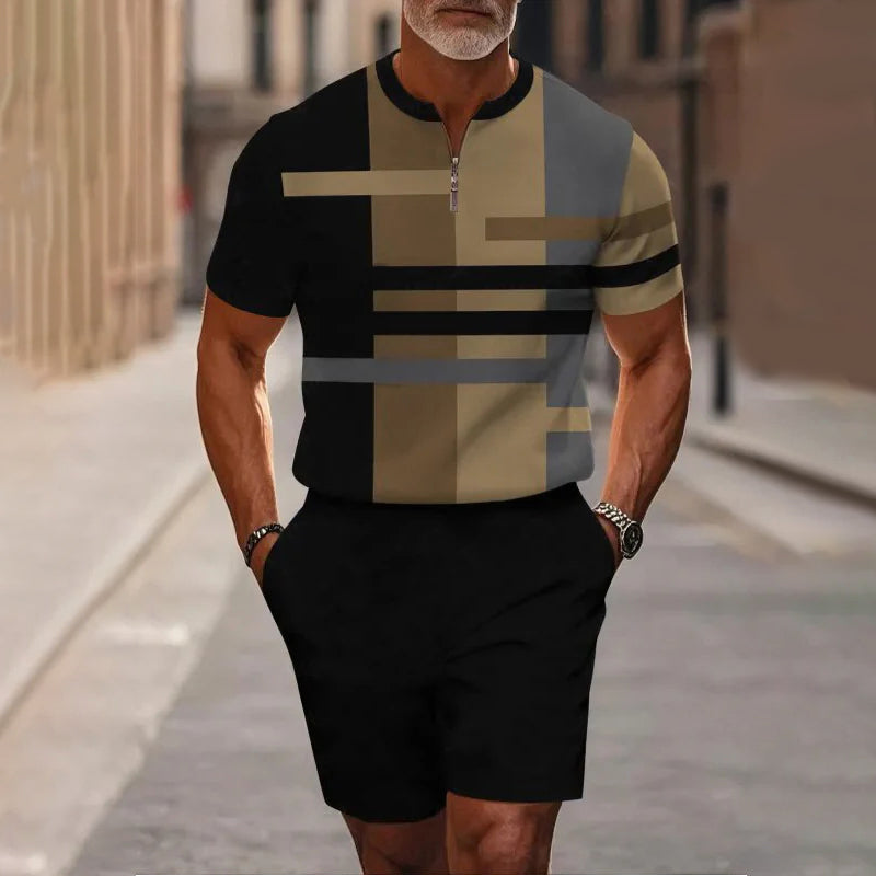 🎁New arrival 50% OFF💥Men's Quarter-Zip Shirt & Shorts Set