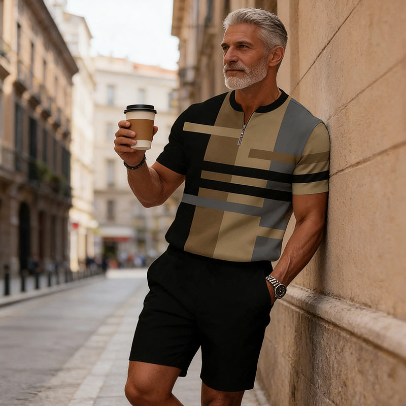 🎁New arrival 50% OFF💥Men's Quarter-Zip Shirt & Shorts Set