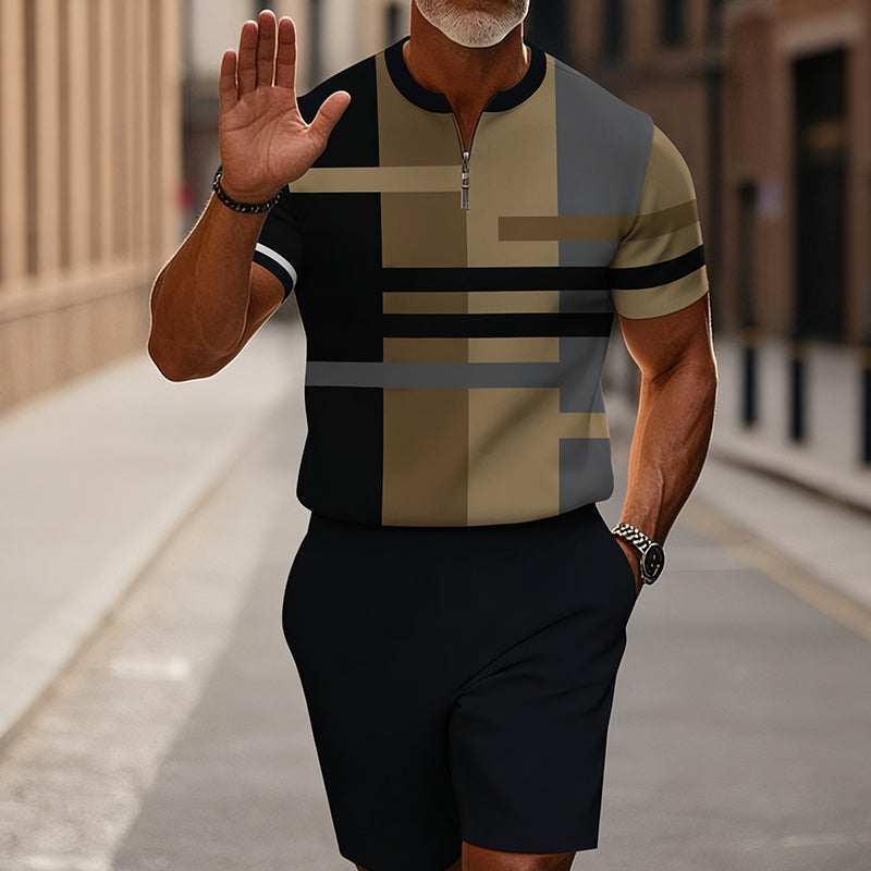 🎁New arrival 50% OFF💥Men's Quarter-Zip Shirt & Shorts Set