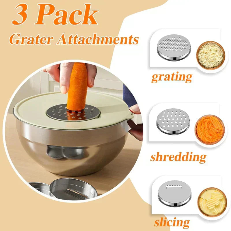 🥣 50% OFF NOW! 🔪 6 Stainless Steel Bowls with 3 Grater Accessories – Various Sizes, Airtight Lids & Stackable ✨