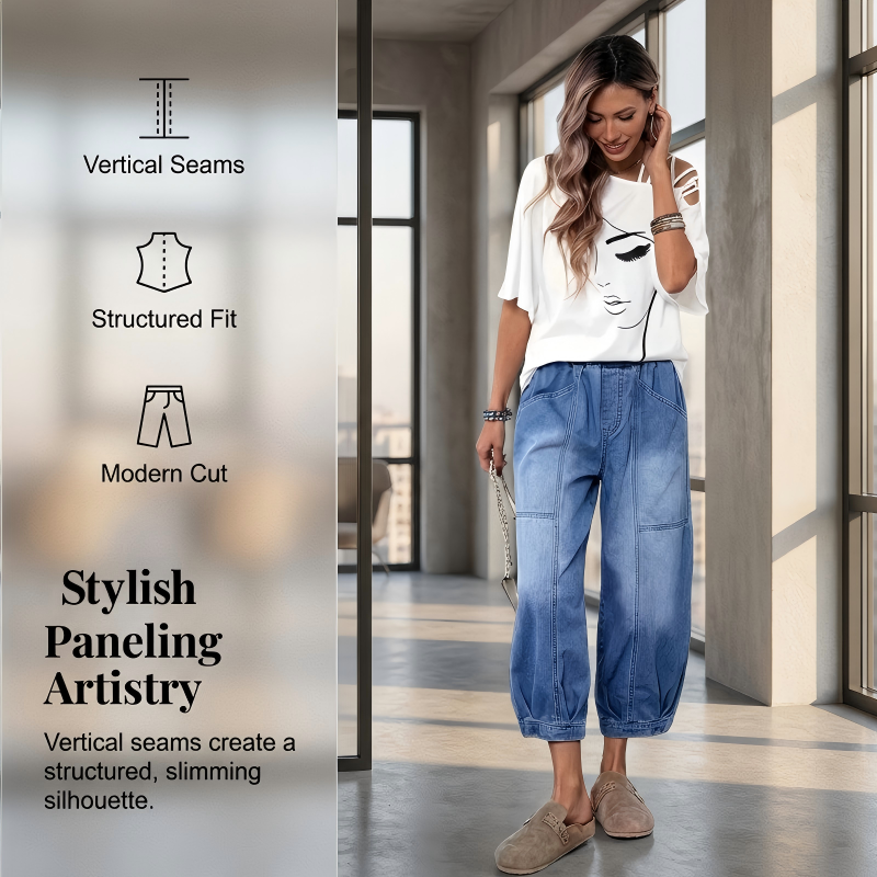 👖Women’s Elastic Waist Loose Fit Cropped Jeans✨ The Perfect Fit For Every Occasion ✈️Free Shipping