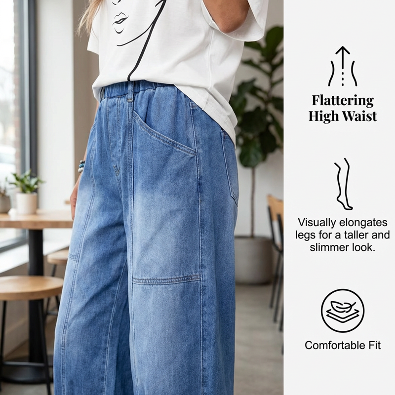 👖Women’s Elastic Waist Loose Fit Cropped Jeans✨ The Perfect Fit For Every Occasion ✈️Free Shipping
