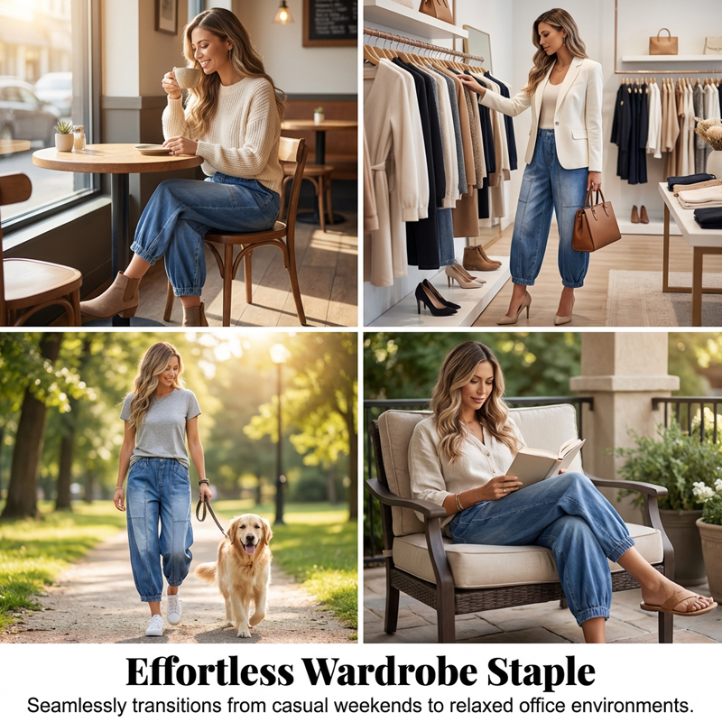 👖Women’s Elastic Waist Loose Fit Cropped Jeans✨ The Perfect Fit For Every Occasion ✈️Free Shipping