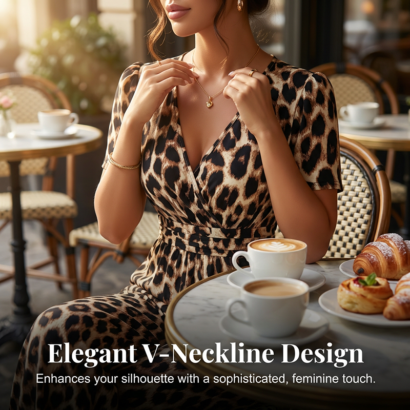 🎁New arrival 50% OFF💥Leopard Print V-Neck Wide-Leg Jumpsuit