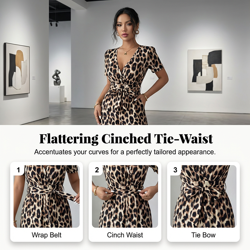 🎁New arrival 50% OFF💥Leopard Print V-Neck Wide-Leg Jumpsuit