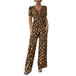 🎁New arrival 50% OFF💥Leopard Print V-Neck Wide-Leg Jumpsuit