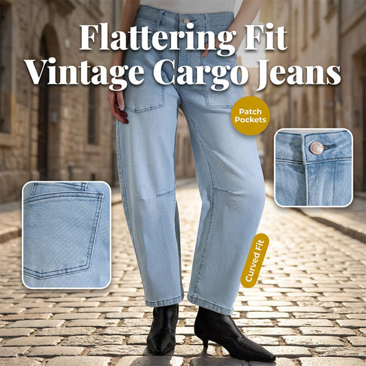 Casual Barrel Leg Jeans with Patch Pockets