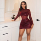 💞Women’s Fashion Mesh Panel Ruched Bodycon Dress