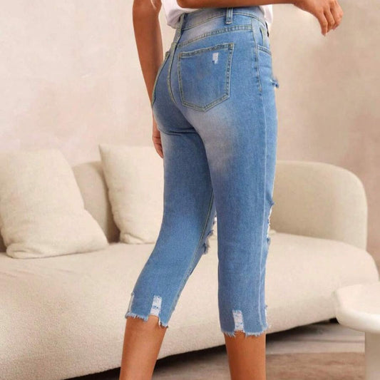 🔥While Supplies Last 40% OFF!🎉Women's Ripped Washed Raw Hem Jeans