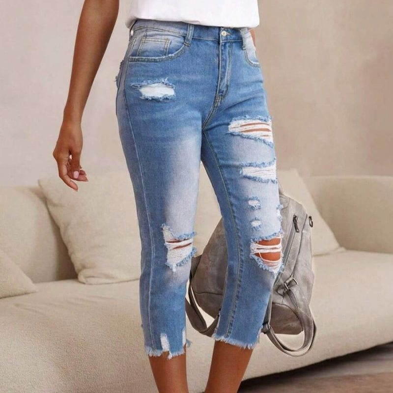 🔥While Supplies Last 40% OFF!🎉Women's Ripped Washed Raw Hem Jeans