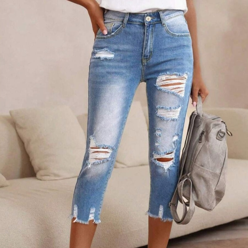 🔥While Supplies Last 40% OFF!🎉Women's Ripped Washed Raw Hem Jeans