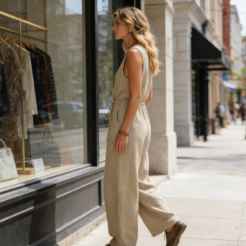 🌞Women's Sleeveless V-Neck Wide-Leg Jumpsuit