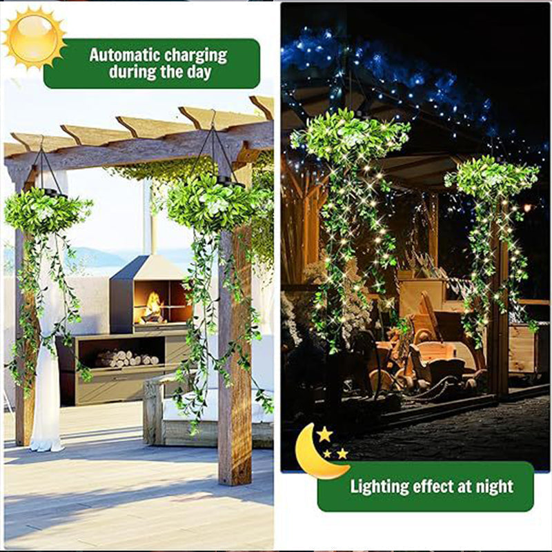 ☀️ 50% OFF – Solar Ivy Lights with Artificial Leaves – Waterproof, 8 Lighting Modes & Flexible – Perfect for Gardens, Balconies & Wall Decoration 🌿💡✨