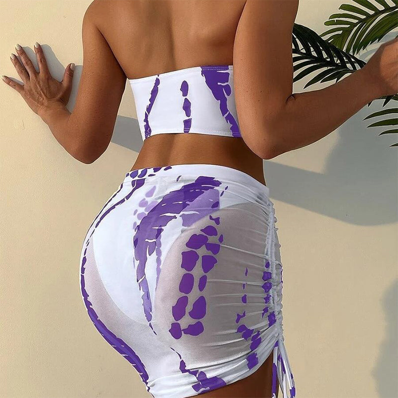🏖️Women's Ruched 3-Piece Bikini Set